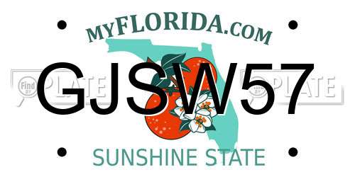 GJSW57 Florida License Plate