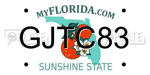 GJTC83 Florida License Plate