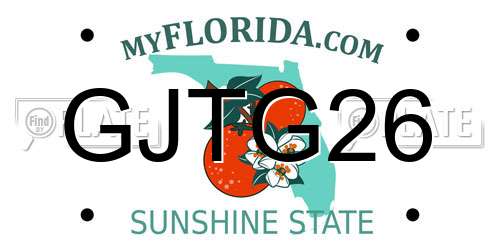 GJTG26 Florida License Plate