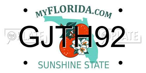 GJTH92 Florida License Plate