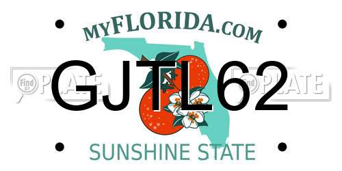 GJTL62 Florida License Plate