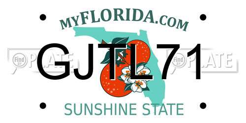 GJTL71 Florida License Plate
