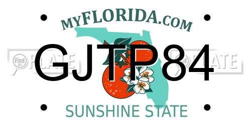 GJTP84 Florida License Plate