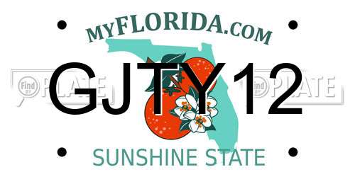 GJTY12 Florida License Plate