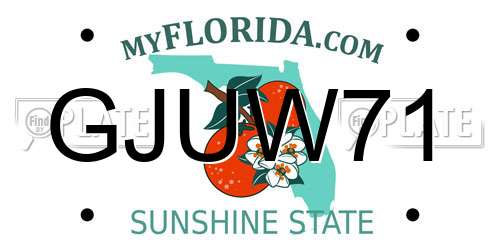 GJUW71 Florida License Plate