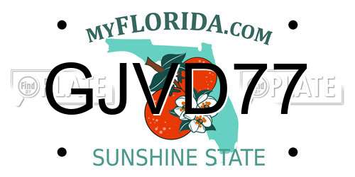 GJVD77 Florida License Plate