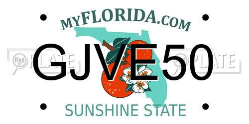 GJVE50 Florida License Plate