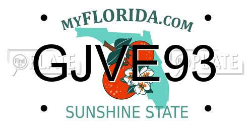 GJVE93 Florida License Plate
