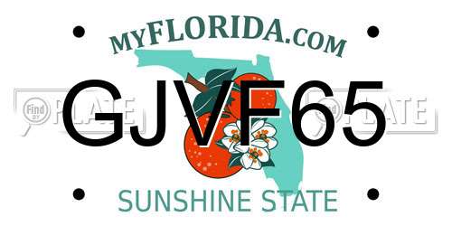 GJVF65 Florida License Plate