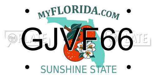 GJVF66 Florida License Plate