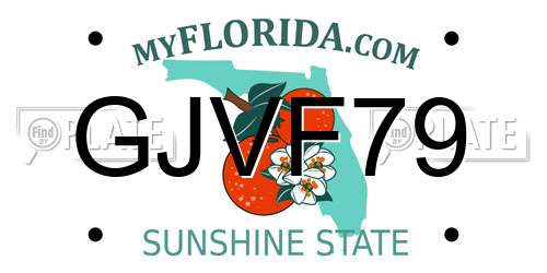 GJVF79 Florida License Plate