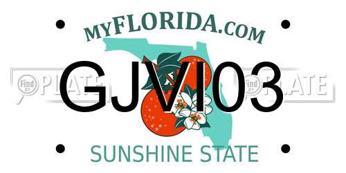 GJVI03 Florida License Plate