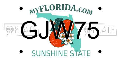 GJW75 Florida License Plate