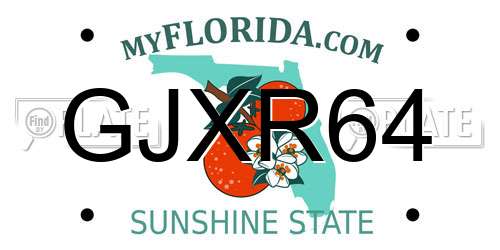 GJXR64 Florida License Plate
