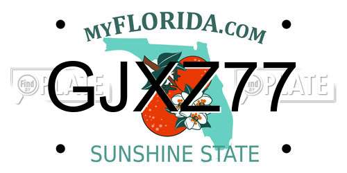 GJXZ77 Florida License Plate