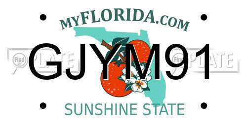 GJYM91 Florida License Plate