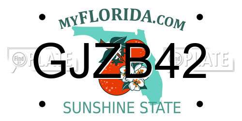 GJZB42 Florida License Plate