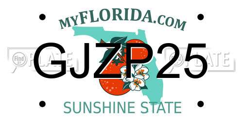 GJZP25 Florida License Plate