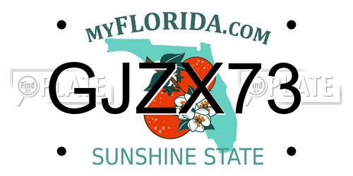 GJZX73 Florida License Plate