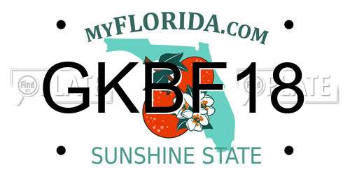 GKBF18 Florida License Plate