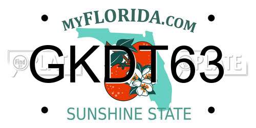 GKDT63 Florida License Plate