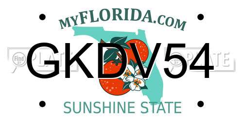 GKDV54 Florida License Plate