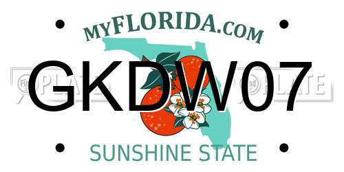 GKDW07 Florida License Plate