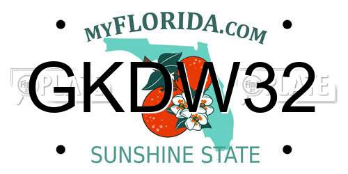 GKDW32 Florida License Plate