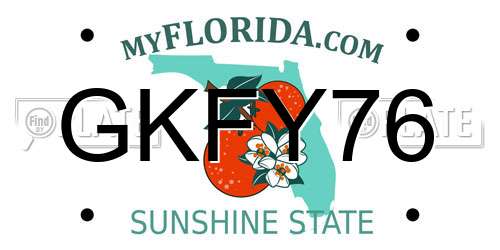 GKFY76 Florida License Plate