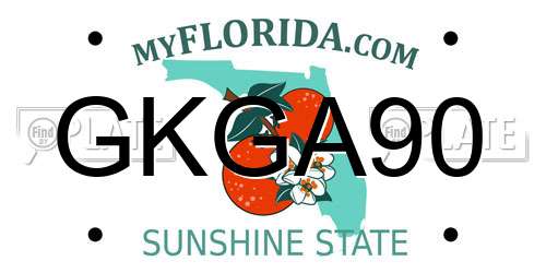 GKGA90 Florida License Plate