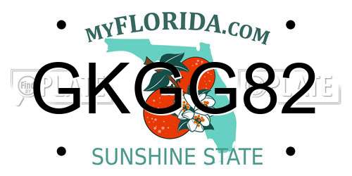 GKGG82 Florida License Plate