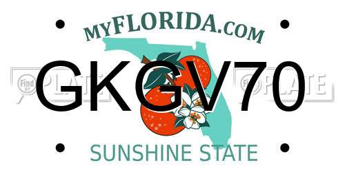 GKGV70 Florida License Plate