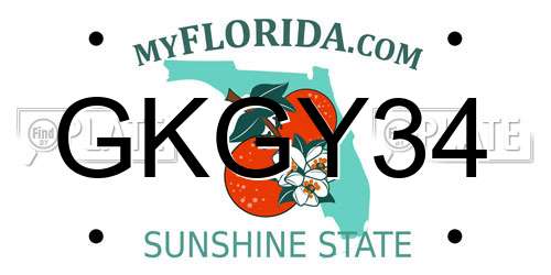 GKGY34 Florida License Plate