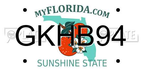 GKHB94 Florida License Plate