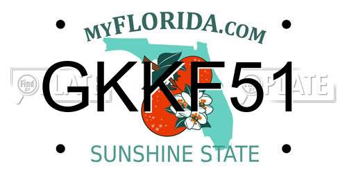 GKKF51 Florida License Plate