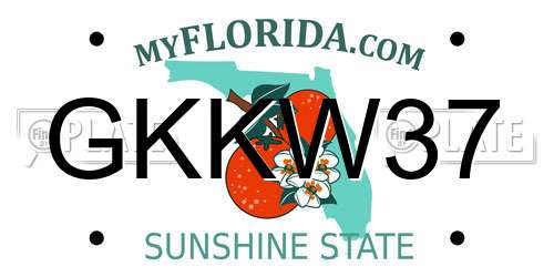 GKKW37 Florida License Plate