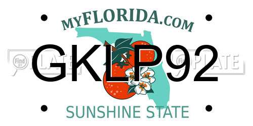 GKLP92 Florida License Plate
