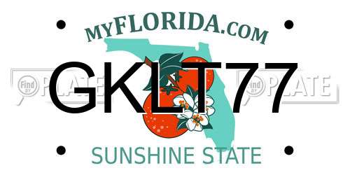 GKLT77 Florida License Plate