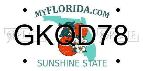 GKQD78 Florida License Plate