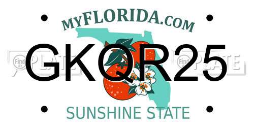 GKQR25 Florida License Plate