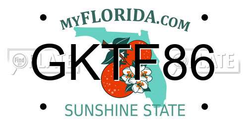 GKTF86 Florida License Plate