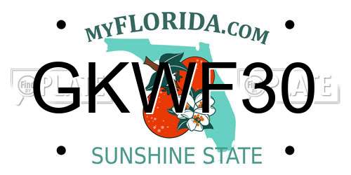 GKWF30 Florida License Plate