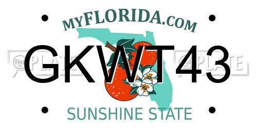 GKWT43 Florida License Plate