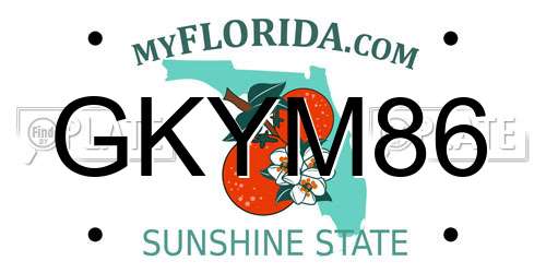 GKYM86 Florida License Plate