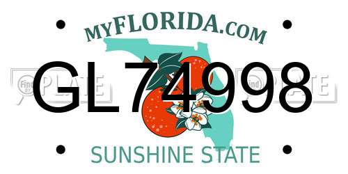 GL74998 Florida License Plate