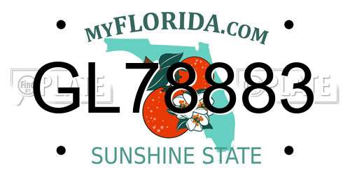 GL78883 Florida License Plate