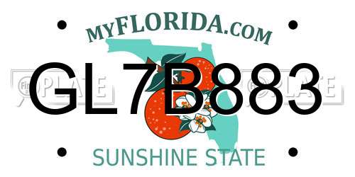 GL7B883 Florida License Plate
