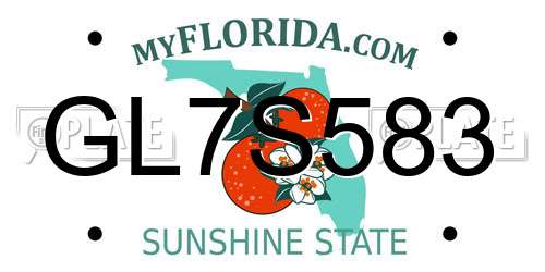 GL7S583 Florida License Plate