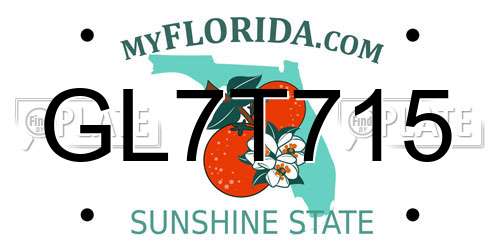GL7T715 Florida License Plate
