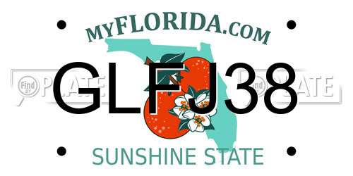 GLFJ38 Florida License Plate